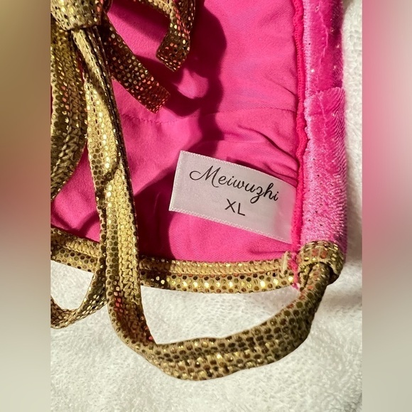 Velvet pink and gold bikini top XL - Picture 7 of 8